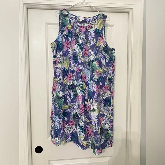 J. Jill Linen Floral Dress - purple , Pink, Green, white - Picture 1 of 7